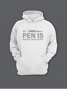 Прикольная мужская толстовка с капюшоном - худи с принтом "My pen is bigger than yours"