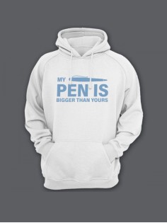 Прикольная мужская толстовка с капюшоном - худи с принтом "My pen is bigger than yours"