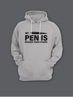 Прикольная мужская толстовка с капюшоном - худи с принтом "My pen is bigger than yours"