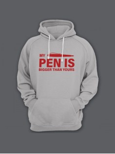 Прикольная мужская толстовка с капюшоном - худи с принтом "My pen is bigger than yours"