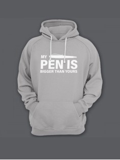 Прикольная мужская толстовка с капюшоном - худи с принтом "My pen is bigger than yours"