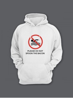 Прикольная мужская толстовка с капюшоном - худи с принтом "Please do not spoon the bacon"