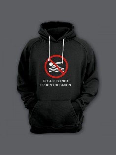 Прикольная мужская толстовка с капюшоном - худи с принтом "Please do not spoon the bacon"