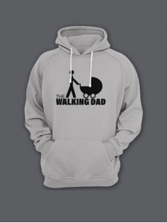Прикольная мужская толстовка с капюшоном - худи с принтом "The walking dad"