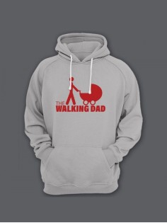 Прикольная мужская толстовка с капюшоном - худи с принтом "The walking dad"