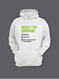 Мужская толстовка с капюшоном с принтом «Why i'm single» / Худи с прикольной надписью.