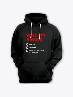 Прикольная мужская толстовка с капюшоном - худи с принтом "Why i'm single"