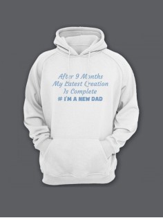 Прикольная мужская толстовка с капюшоном - худи с принтом "After 9 months my latest creation is"