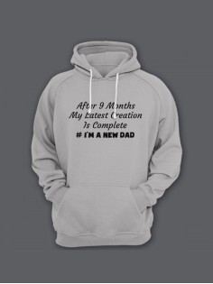 Прикольная мужская толстовка с капюшоном - худи с принтом "After 9 months my latest creation is"