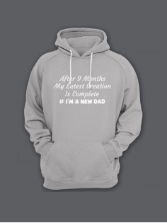 Прикольная мужская толстовка с капюшоном - худи с принтом "After 9 months my latest creation is"