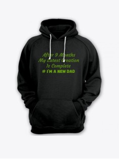Прикольная мужская толстовка с капюшоном - худи с принтом "After 9 months my latest creation is"