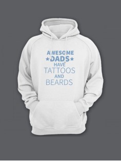 Прикольная мужская толстовка с капюшоном - худи с принтом "Awesome dads have tattoos and beards"