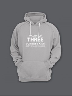 Прикольная мужская толстовка с капюшоном - худи с принтом "Daddy of three dumbass kids "