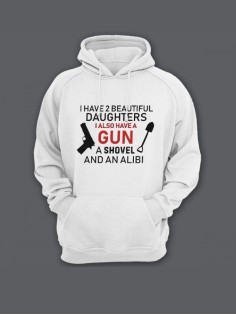 Прикольная мужская толстовка с капюшоном - худи с принтом "I have 2 beautiful daughters"
