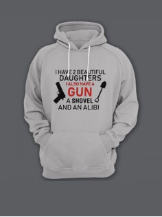 Прикольная мужская толстовка с капюшоном - худи с принтом "I have 2 beautiful daughters"