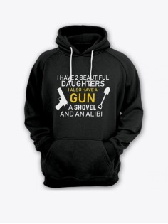 Прикольная мужская толстовка с капюшоном - худи с принтом "I have 2 beautiful daughters"