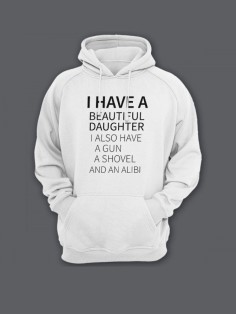 Прикольная мужская толстовка с капюшоном - худи с принтом "I have a beautiful daughter"