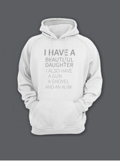 Прикольная мужская толстовка с капюшоном - худи с принтом "I have a beautiful daughter"