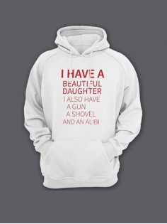 Прикольная мужская толстовка с капюшоном - худи с принтом "I have a beautiful daughter"