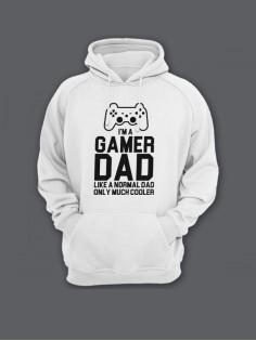 Прикольная мужская толстовка с капюшоном - худи с принтом "I'm a gamer dad"