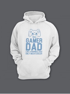 Прикольная мужская толстовка с капюшоном - худи с принтом "I'm a gamer dad"