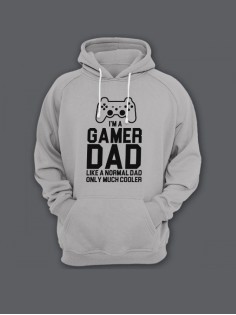 Прикольная мужская толстовка с капюшоном - худи с принтом "I'm a gamer dad"