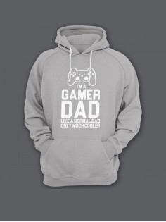 Прикольная мужская толстовка с капюшоном - худи с принтом "I'm a gamer dad"