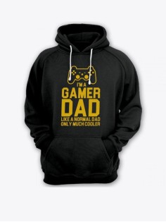 Прикольная мужская толстовка с капюшоном - худи с принтом "I'm a gamer dad"