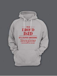 Прикольная мужская толстовка с капюшоном - худи с принтом "I'm a proud dad of a super awesome"