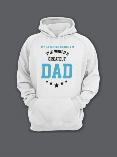 Прикольная мужская толстовка с капюшоном - худи с принтом "My daughter thinks i'm the world's DAD"