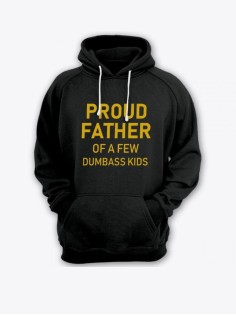 Прикольная мужская толстовка с капюшоном - худи с принтом "Proud father of a few dumbass kids"