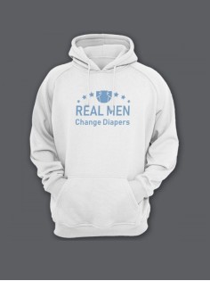 Прикольная мужская толстовка с капюшоном - худи с принтом "Real man change diapers"