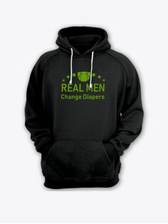 Прикольная мужская толстовка с капюшоном - худи с принтом "Real man change diapers"
