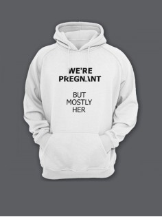 Прикольная мужская толстовка с капюшоном - худи с принтом "We are pregnant"