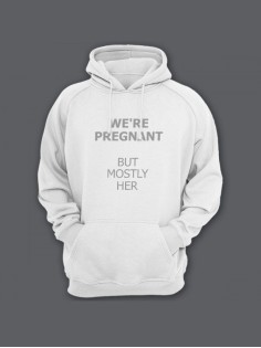 Прикольная мужская толстовка с капюшоном - худи с принтом "We are pregnant"