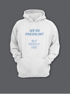 Прикольная мужская толстовка с капюшоном - худи с принтом "We are pregnant"