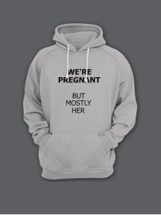 Прикольная мужская толстовка с капюшоном - худи с принтом "We are pregnant"
