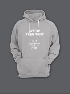 Прикольная мужская толстовка с капюшоном - худи с принтом "We are pregnant"