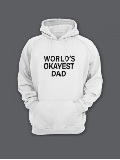 Прикольная мужская толстовка с капюшоном - худи с принтом "World's okayest dad"