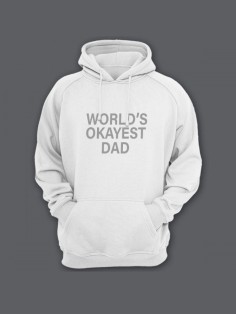 Прикольная мужская толстовка с капюшоном - худи с принтом "World's okayest dad"