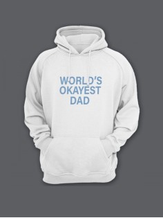 Прикольная мужская толстовка с капюшоном - худи с принтом "World's okayest dad"