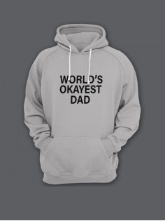 Прикольная мужская толстовка с капюшоном - худи с принтом "World's okayest dad"