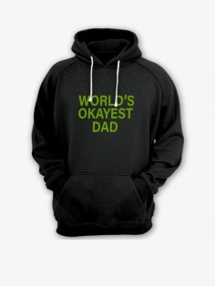 Прикольная мужская толстовка с капюшоном - худи с принтом "World's okayest dad"