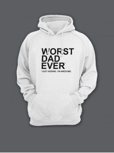 Прикольная мужская толстовка с капюшоном - худи с принтом "Worst dad ever"