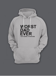 Прикольная мужская толстовка с капюшоном - худи с принтом "Worst dad ever"