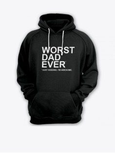 Прикольная мужская толстовка с капюшоном - худи с принтом "Worst dad ever"