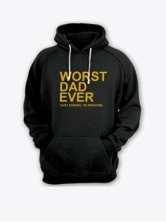 Прикольная мужская толстовка с капюшоном - худи с принтом "Worst dad ever"