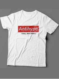Мужская футболка с прикольным принтом "Antihype I ball was rawt"