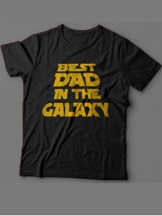 Мужская футболка с прикольным принтом "Best dad in the galaxy"