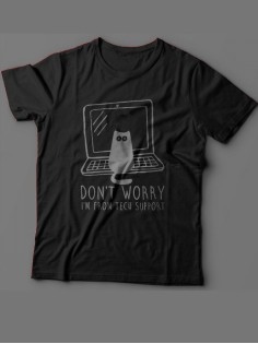 Мужская футболка с прикольным принтом "Don't worry, I'm from tech support"